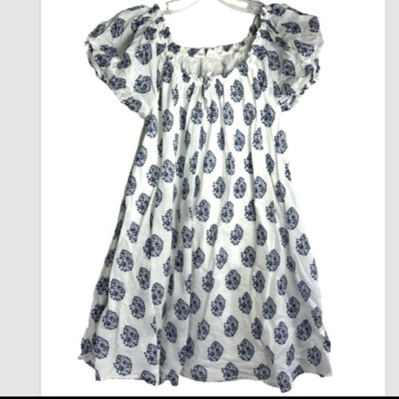 Crew Cuts J.Crew girls Dress Girls 10 indigo blue white puff sleeves batik print - Picture 13 of 13